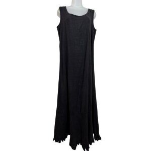CP Shades Black Tank Maxi Dress Ruffle Linen Size Large